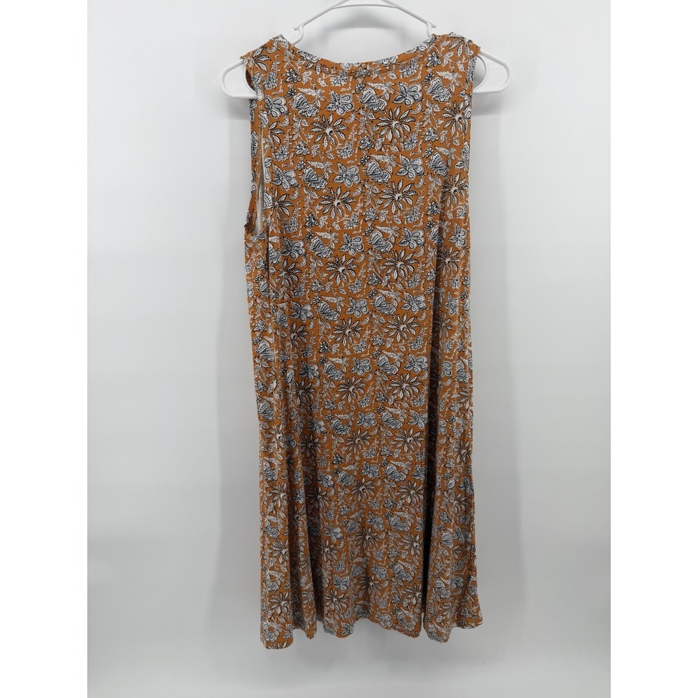 Loft Sleeveless Swing Dress Orange Blue White Floral Print Women L Summer Casual - Picture 5 of 9